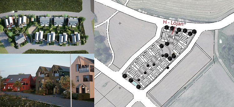 Illustrationsbild över hus som Studors kommer att bygga i Grebo Norrby