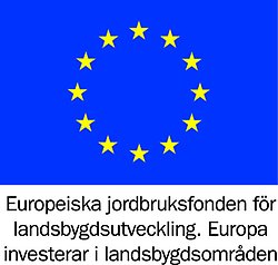 EU-logotyp med text: Europeiska jordbruksfonden för landsbygdsutveckling. Europa investerar i landsbygdsområden.