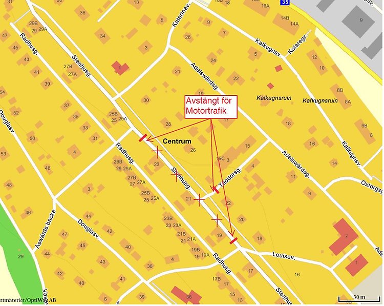 Karta avstängning Stenhusgatan